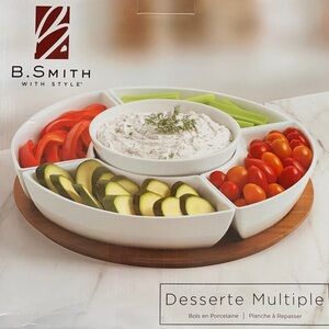B. SMITH White Porcelain Sectioned Serving Tray **Brand New**